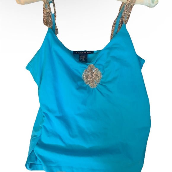 Boston Proper Blue Embellished Women's Top - Picture 1 of 3